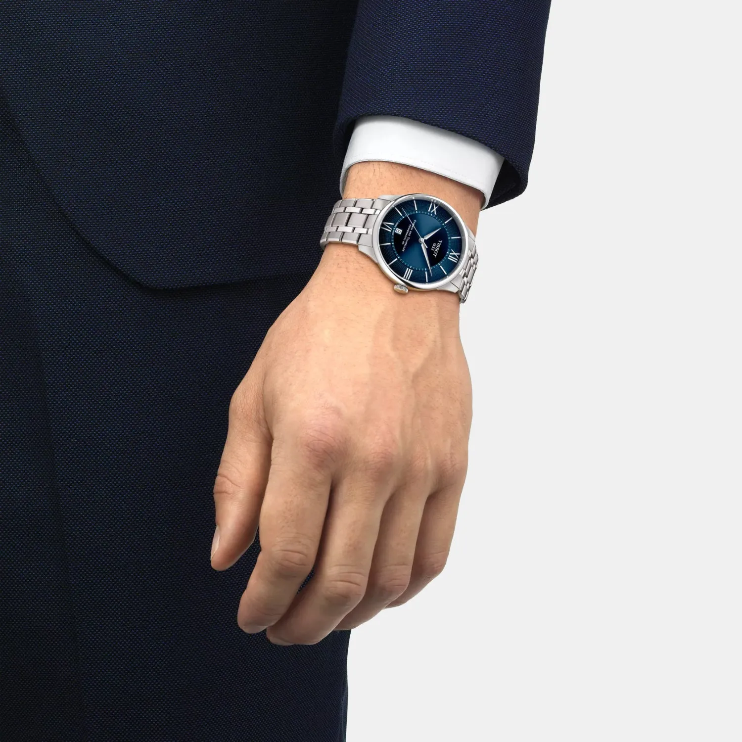 Chemin Des Tourelles Men Automatic Blue Dial Analog Stainless Steel Watch T1394071104800