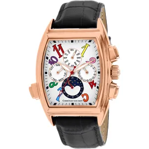 Christian Van Sant Men's Watch - Grandeur White Dial Black Leather Strap | CV2136