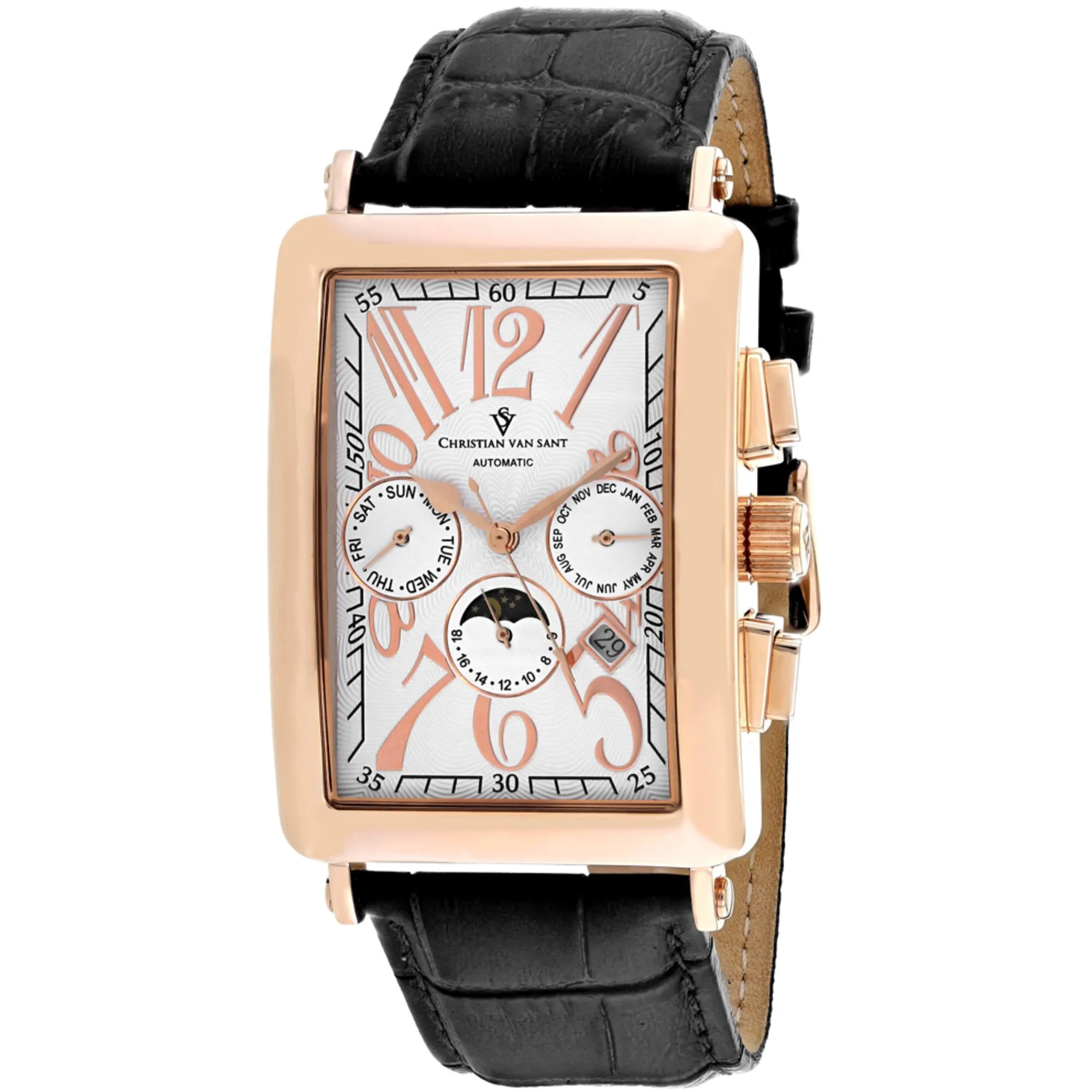 Christian Van Sant Men's Watch - Prodigy Automatic White Dial Leather Strap | CV9140