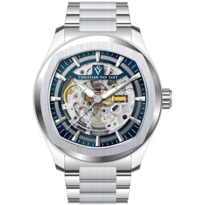 Christian Van Sant Men's Watch - Romeo Automatic Blue Dial Silver Bracelet | CV9506