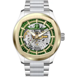 Christian Van Sant Men's Watch - Romeo Automatic Green Dial Silver Bracelet | CV9508