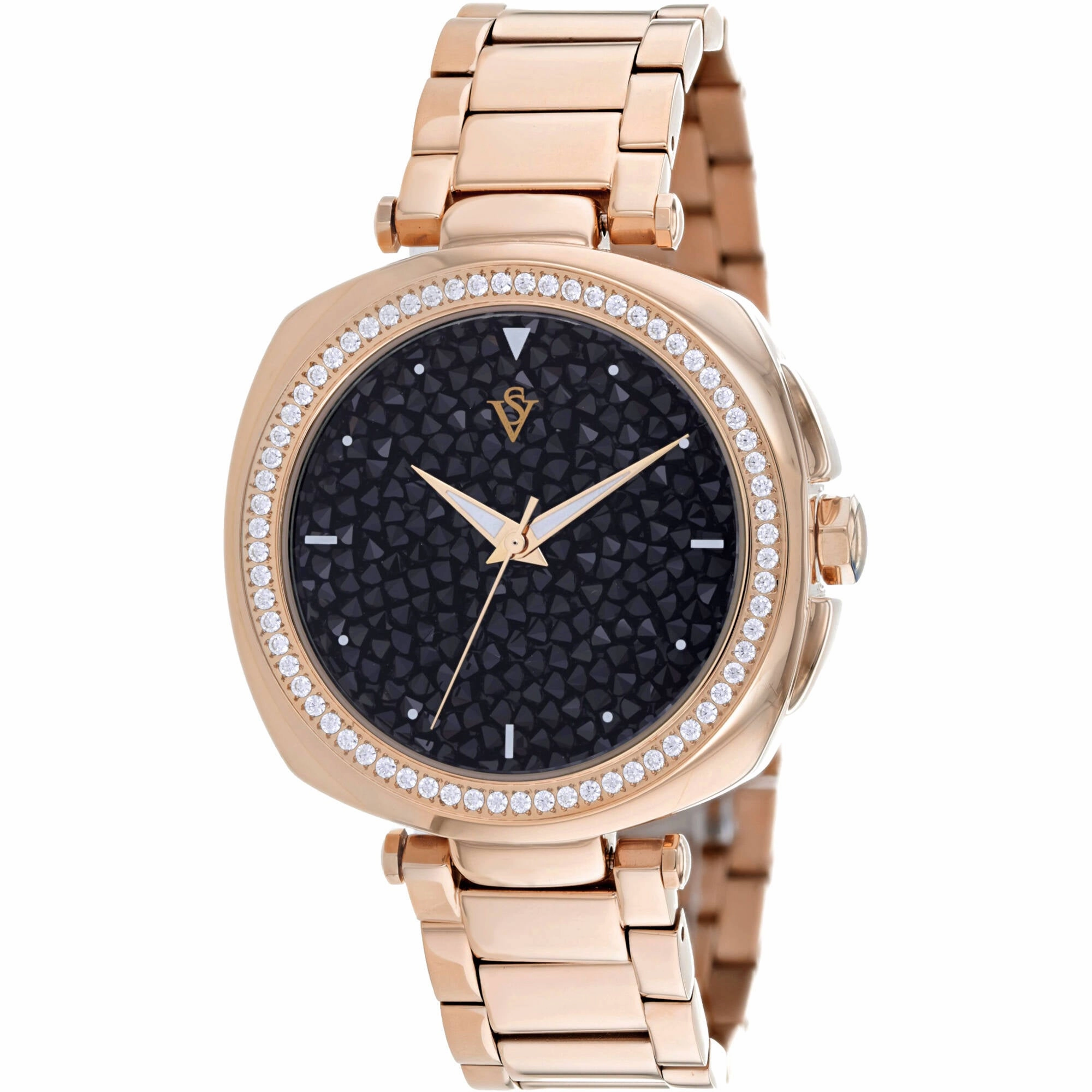 Christian Van Sant Women's Watch - Mirabella Black Dial Rose Gold Bracelet | CV0491