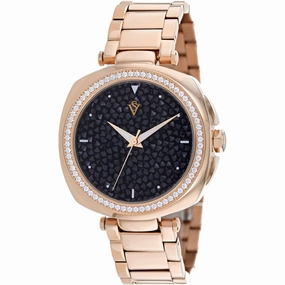 Christian Van Sant Women's Watch - Mirabella Black Dial Rose Gold Bracelet | CV0491
