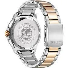 Citizen Eco-Drive 2 Tone Black Dial Date Dress Watch