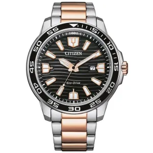 Citizen Eco-Drive 2 Tone Black Dial Date Dress Watch