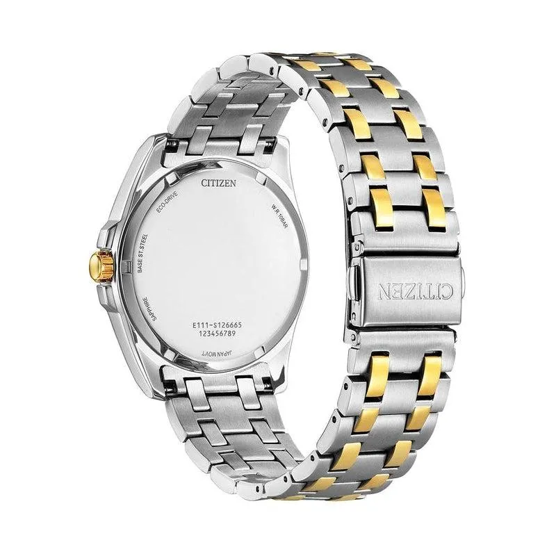 Citizen Eco-Drive 2 Tone Silver Dial Date Dress Watch