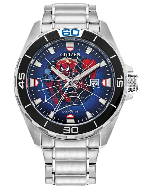 CITIZEN Mens Eco-Drive Ring Spider-Man Marvel Classic Avengers BM7610-52W