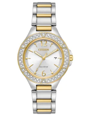 Citizen Womens Eco-Drive Silhouette Date Watch - Swarovski - Two-Tone - Bracelet
