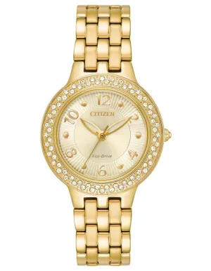 Citizen Womens Eco-Drive Silhouette - Swarovski Crystals - Gold-Tone - Bracelet