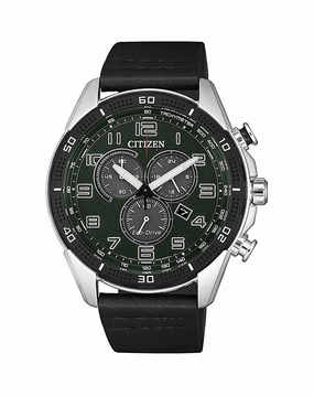 Citizen Chronograph Black Leather Mens Watch AT2441-08X