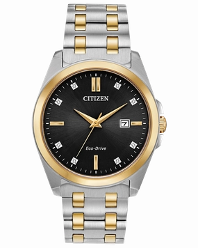 Citizen Corso Silver and Gold With Black Dial Dress Watch BM7107-50E