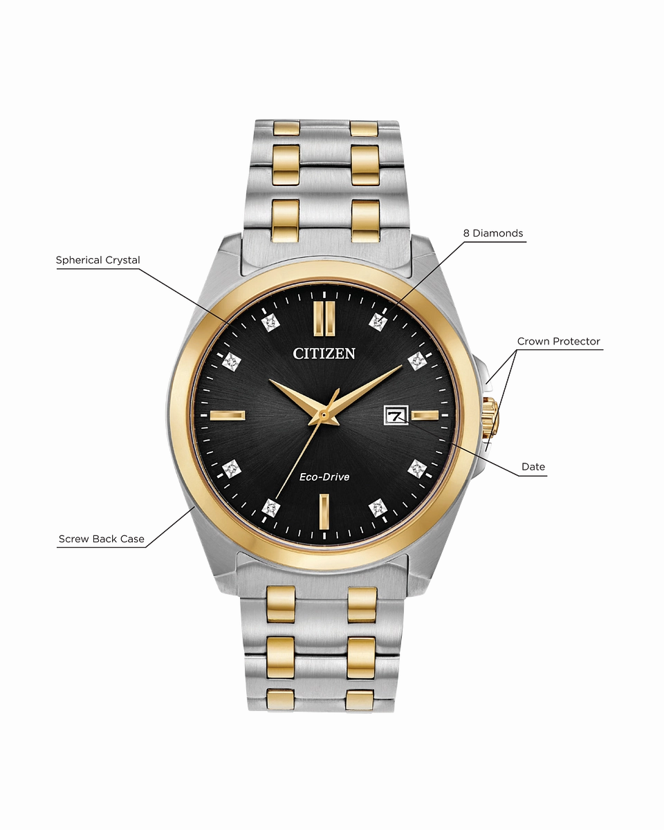 Citizen Corso Silver and Gold With Black Dial Dress Watch BM7107-50E