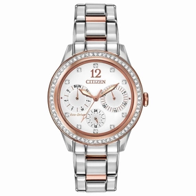 Citizen FD2016-51A Women's Silhouette Eco-Drive Swarovski Crystal White Dial Two Tone Steel Watch