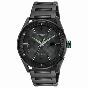 Citizen Men's Bracelet Watch - Drive Date Black Dial Black Steel | BM6985-55E