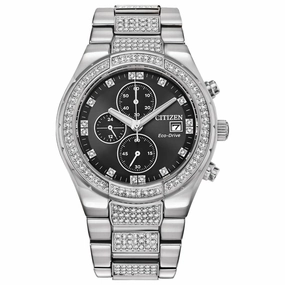 Citizen Men's Chronograph Watch - Crystal Black Dial Silver Tone Bracelet | CA0750-53E