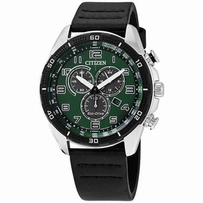 Citizen Men's Chronograph Watch - Drive Green & Grey Dial Black Strap | AT2441-08X