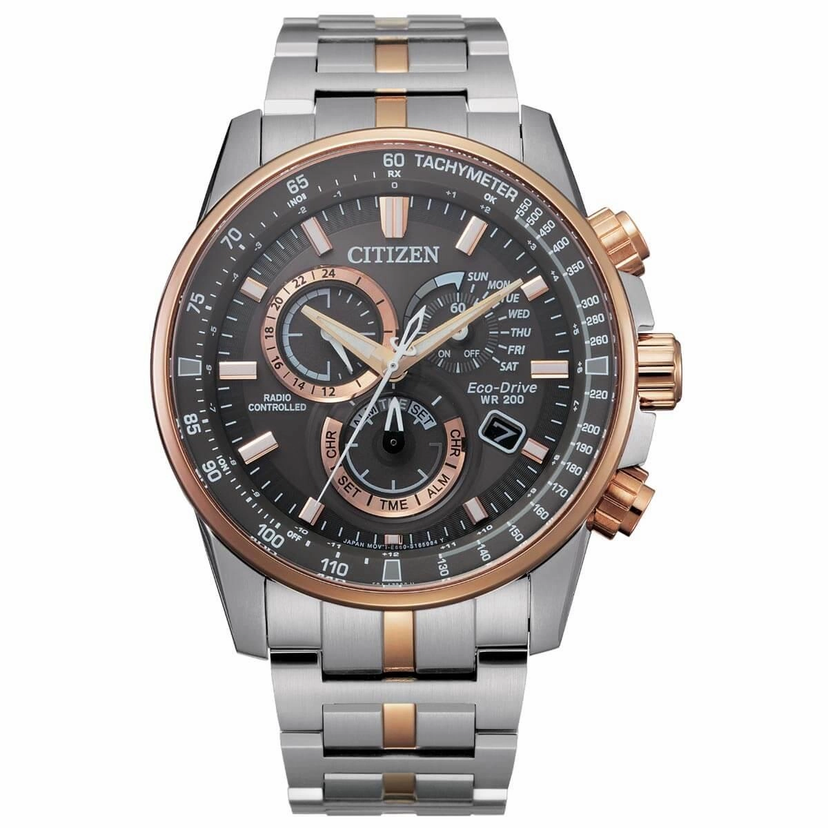 Citizen Men's Chronograph Watch - PCAT Grey Dial Two Tone Bracelet | CB5886-58H