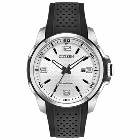Citizen Men's Eco Drive Watch - AR Silver Tone Dial Polyurethane Strap | AW1150-07A