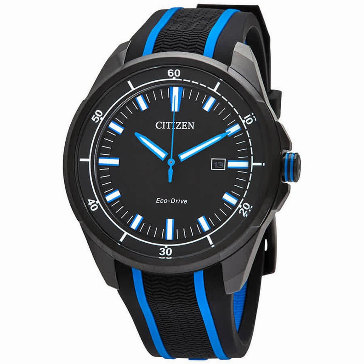 Citizen Men's Eco Drive Watch - Drive Black and Blue Strap | AW1605-09E