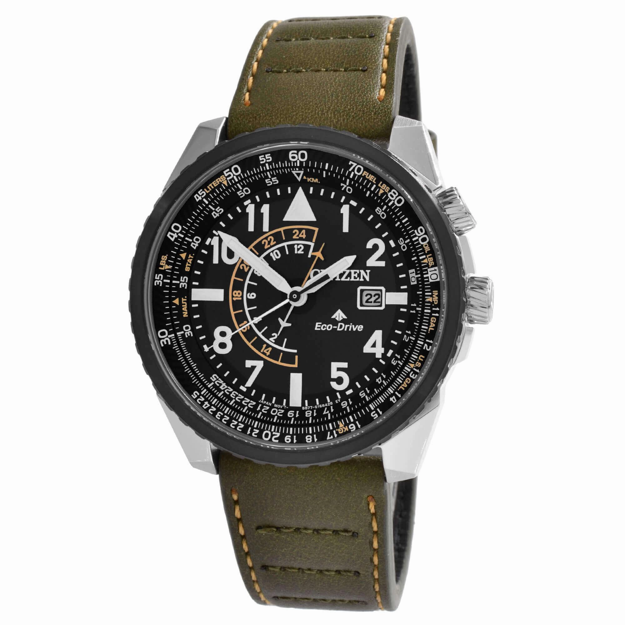 Citizen Men's Eco Drive Watch - Nighthawk Black Dial Leather Strap | BJ7138-04E