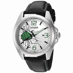 Citizen Men's Eco Drive Watch - The Hulk Black Leather Strap | AW1431-24W