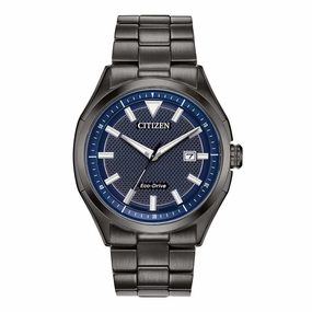 Citizen Men's Eco-Drive Watch - WDR Blue Dial Black Steel Bracelet | AW1147-52L