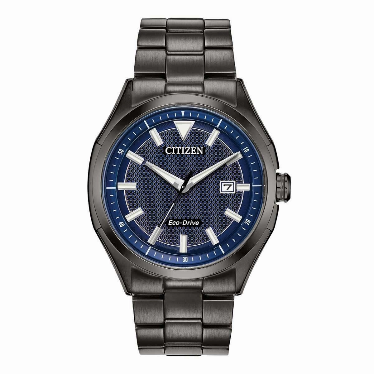 Citizen Men's Eco-Drive Watch - WDR Blue Dial Black Steel Bracelet | AW1147-52L