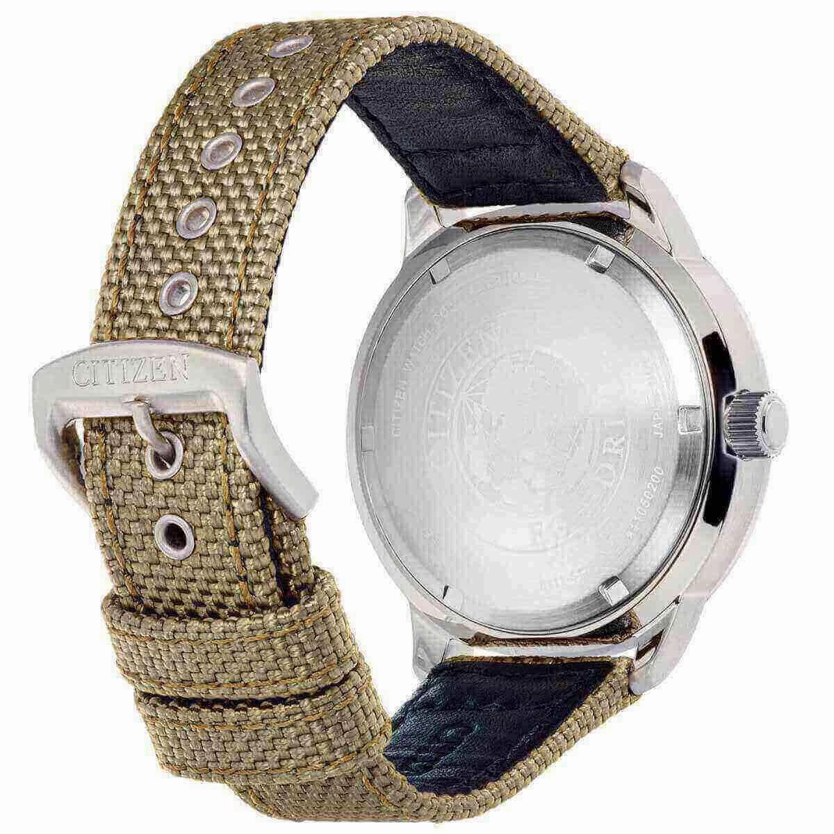 Citizen Men's Strap Watch - Eco-Drive Black Dial Beige Nylon | BM7390-14E