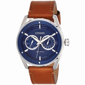 Citizen Men's Strap Watch - Eco-Drive Power Reserve Blue Dial Leather | BU4021-17L