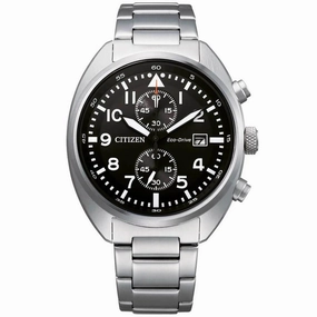 Citizen Men's Watch - Chronograph Black Dial Stainless Steel Bracelet | CA7040-85E