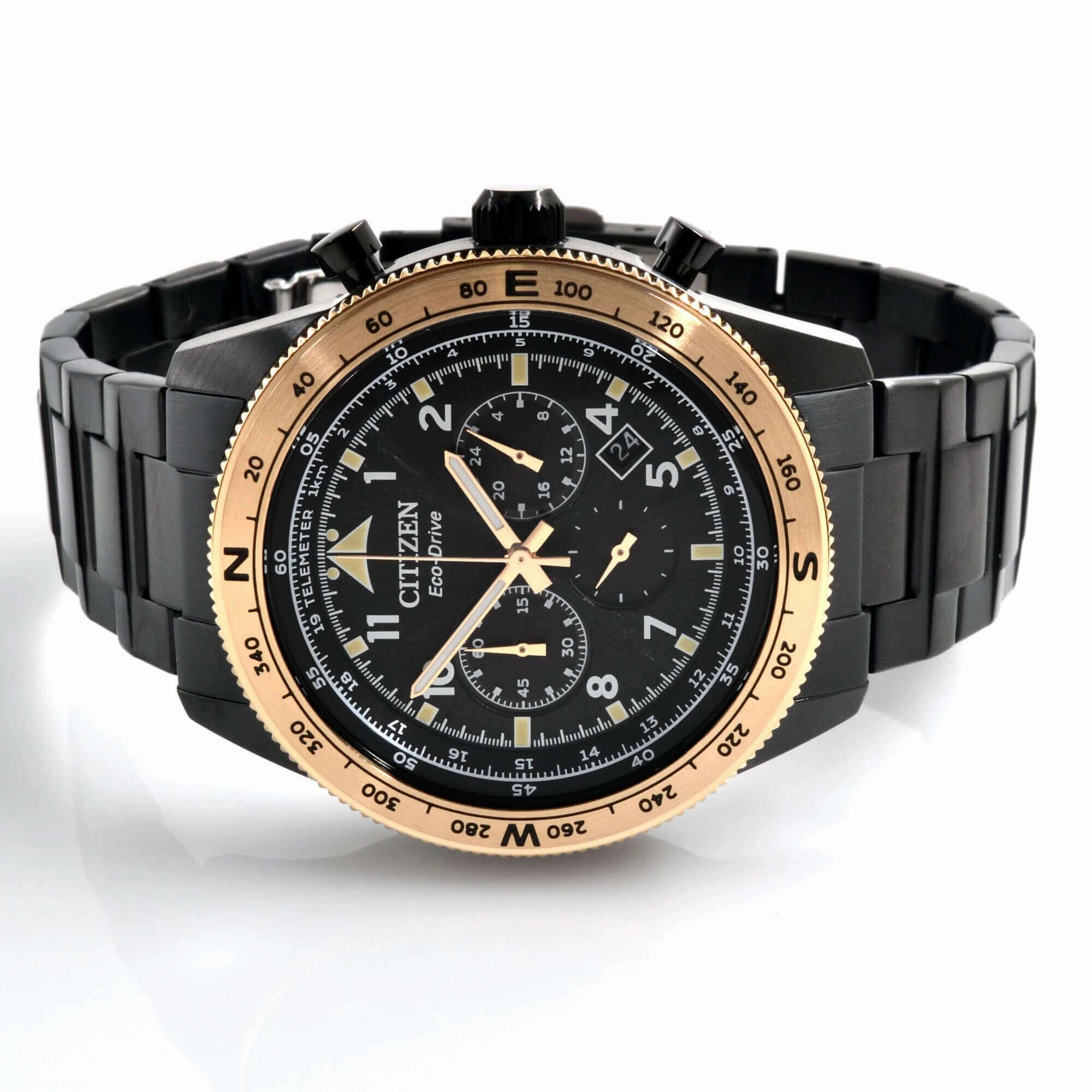 Citizen Men's Watch - Date Display Chrono Black Stainless Steel Bracelet | CA4556-89E