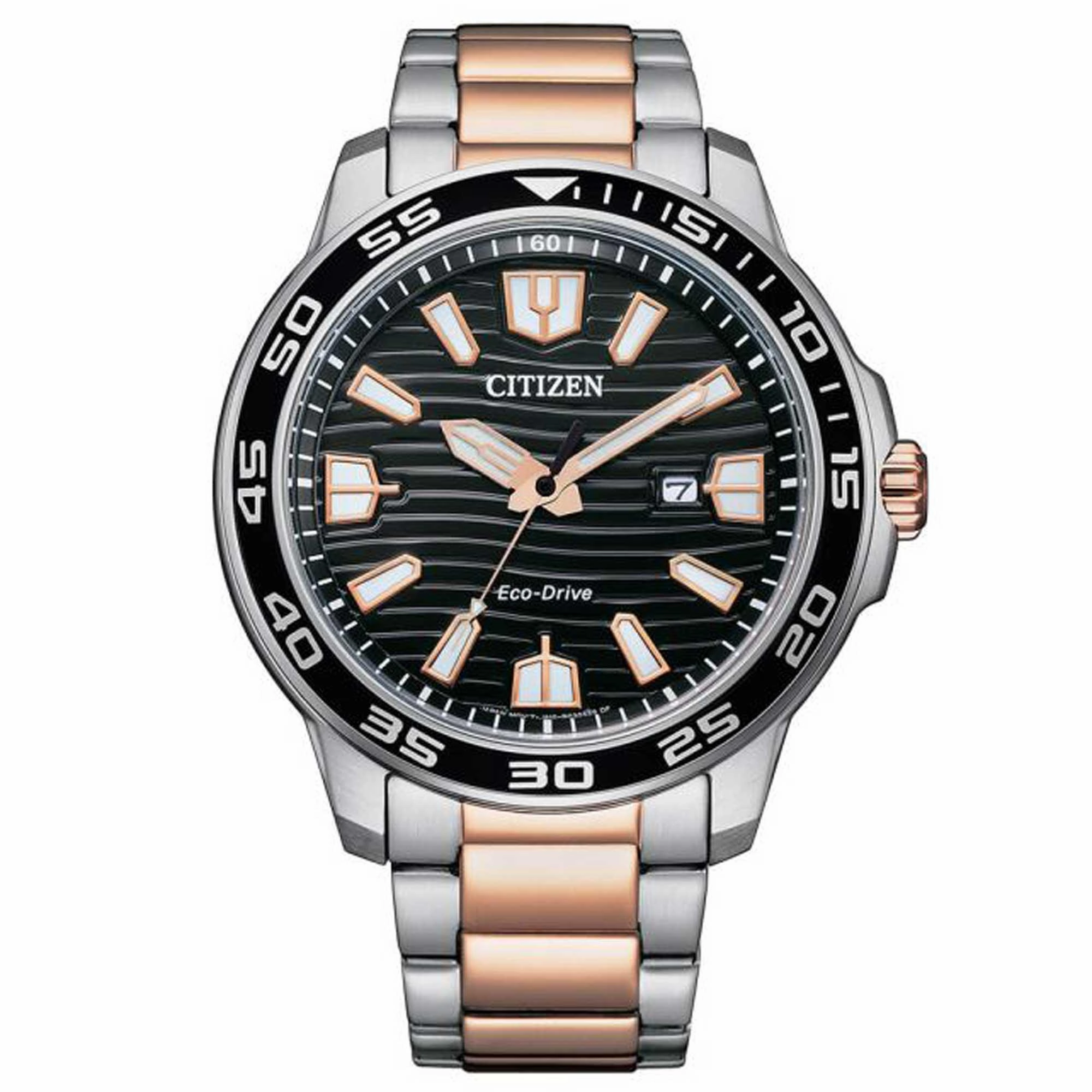 Citizen Men's Watch - Eco-Drive Black Dial Two Tone Steel Bracelet Date | AW1524-84E