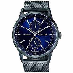Citizen Men's Watch - Eco-Drive Blue Dial Grey Mesh Bracelet | BU3027-83L