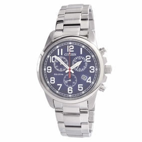 Citizen Men's Watch - Eco-Drive Chronograph Blue Dial Silver Bracelet | AT0200-56L