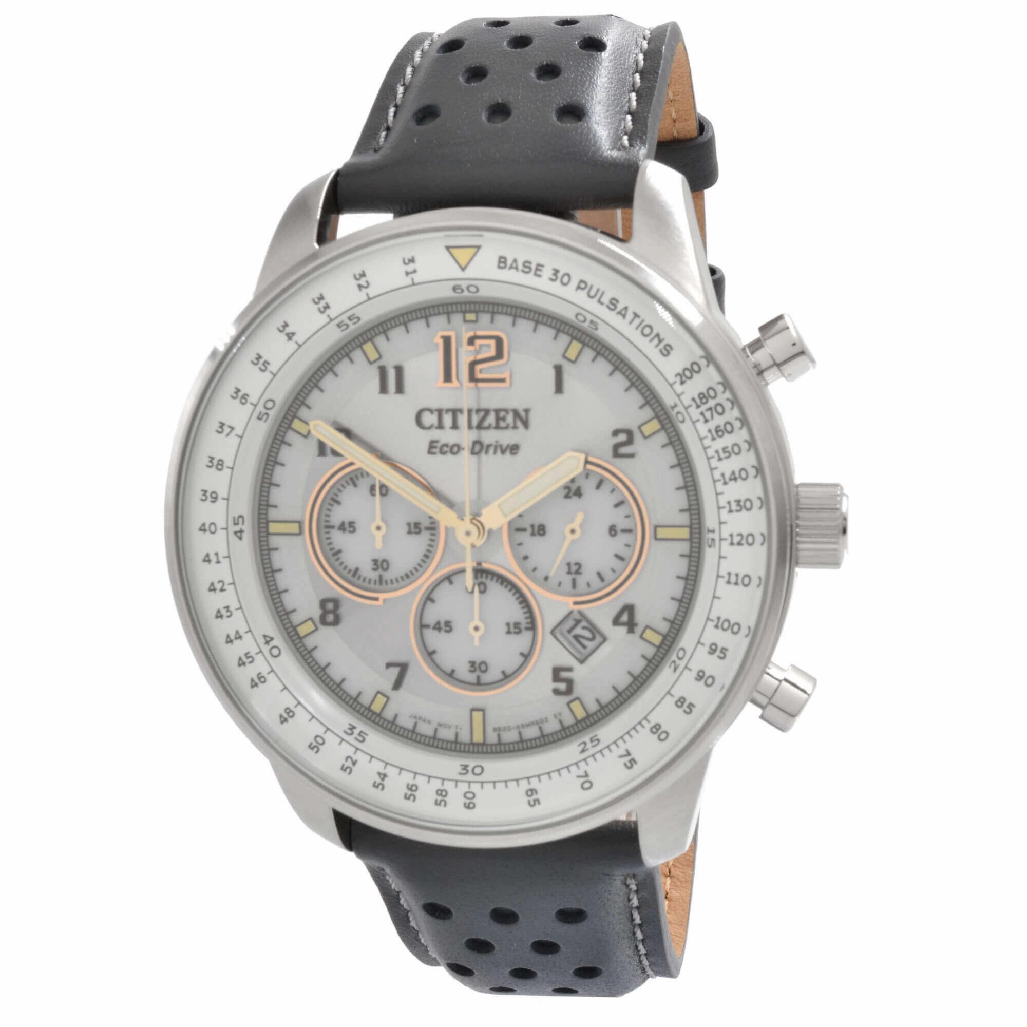 Citizen Men's Watch - Eco Drive Chronograph Date Display Leather Strap | CA4500-24H