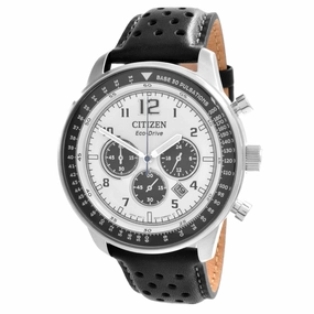 Citizen Men's Watch - Eco Drive Chronograph White and Black Dial Strap | CA4500-32A