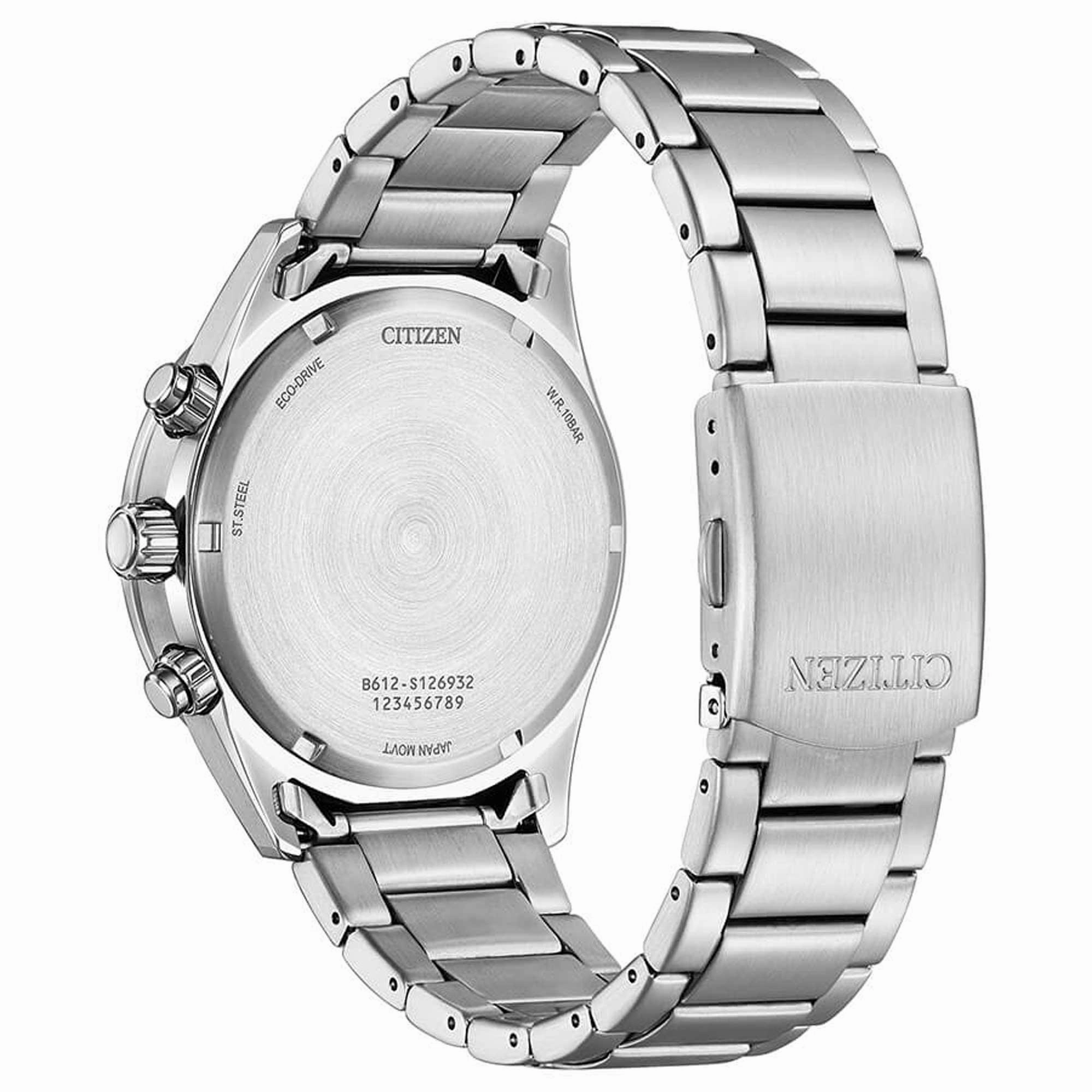 Citizen Men's Watch - Eco-Drive Green Dial Silver Bracelet Chronograph | CA0770-72X