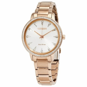 Citizen Women's Bracelet Watch - Silhouette Crystal Eco-Drive Silver Dial | FE7043-55A