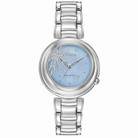 Citizen Women's Diamond Watch - Disney Blue MOP Dial Silver Tone Bracelet | EM0580-58N