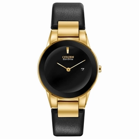Citizen Women's Eco Drive Watch - Axiom Black Dial Leather Strap | GA1052-04E
