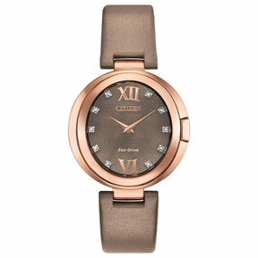 Citizen Women's Eco Drive Watch - Capella Diamond Brown Leather Strap | EX1513-00Y
