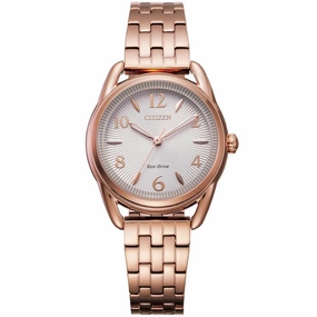 Citizen Women's Eco-Drive watch - Drive Silver Dial Rose Gold Bracelet | FE1213-50A