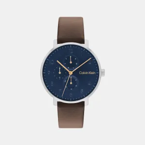 Ck Stun Unisex Blue Dial Multi-Function Leather Watch 25200406