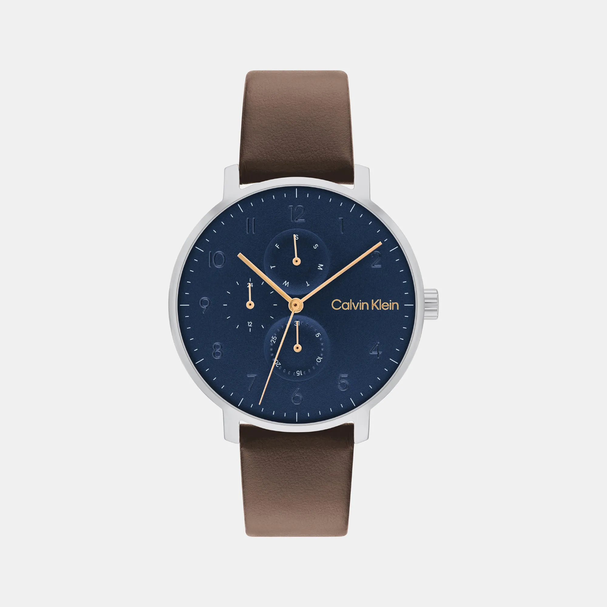 Ck Stun Unisex Blue Dial Multi-Function Leather Watch 25200406