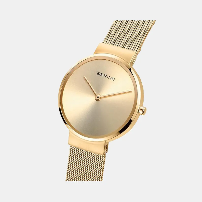 Classic Women Gold Dial Analog Stainless Steel Watch 14531-333