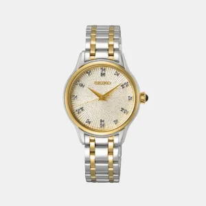 Classic Women Quartz Champagne Dial Analog Stainless Steel Watch SRZ550P1