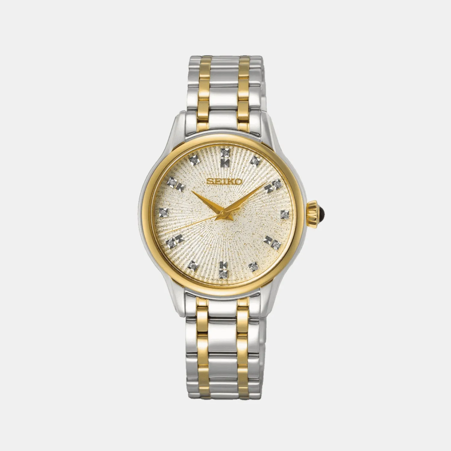 Classic Women Quartz Champagne Dial Analog Stainless Steel Watch SRZ550P1