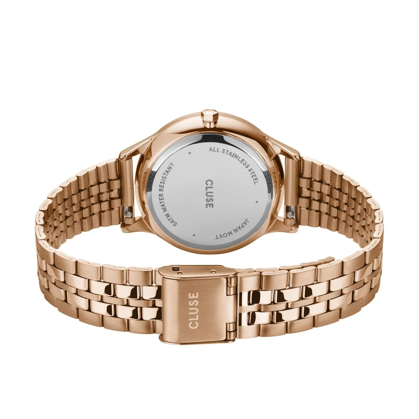 CLUSE Minuit Multifunction White/Rose Gold Link Watch CW10702
