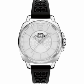 Coach Women's Watch - Boyfriend Silver Dial Black Silicone Rubber Strap | 14503877