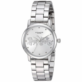 Coach Women's Watch - Grand Quartz White Dial Silver Tone Steel Bracelet | 14502975